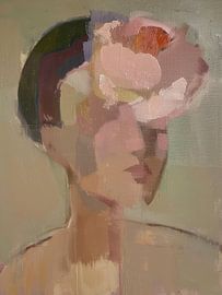 Portrait moderne et abstrait aux couleurs pastel sur Carla Van Iersel