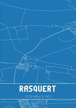 Blaupause | Karte | Rasquert (Groningen) von Rezona