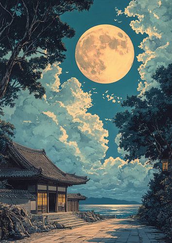 Japanse kunstdruk: De maan