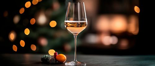 Feestelijke wijn in de kerstverlichting