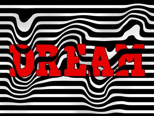 Dream – Abstracte Grafische Typografie in Rood, Zwart en Wit