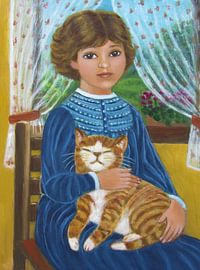 Girl with cat. by Gloria Gill
