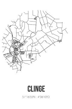 Clinge (Zeeland) | Karte | Schwarz und weiß von Rezona