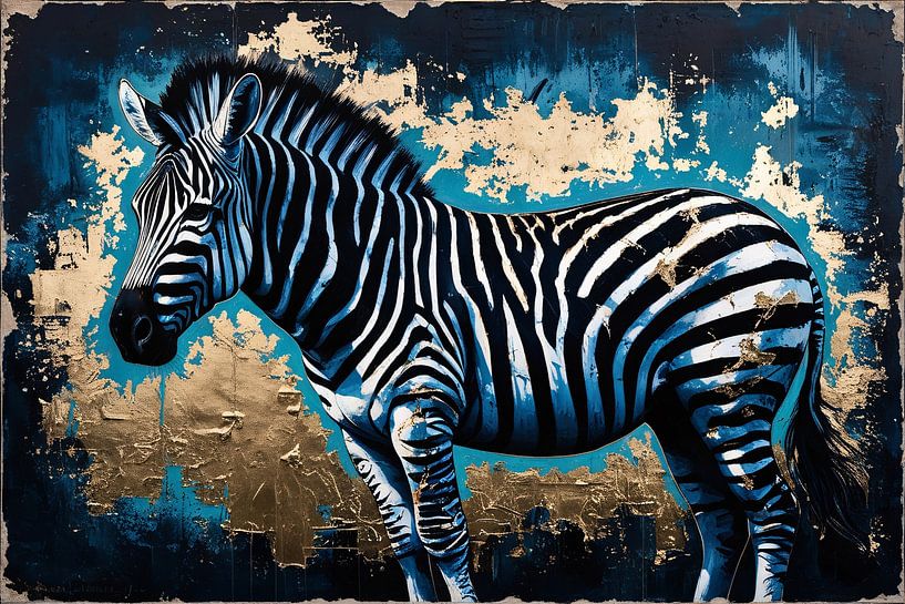 Moderne zebra met gouden accenten van Imperial Art House