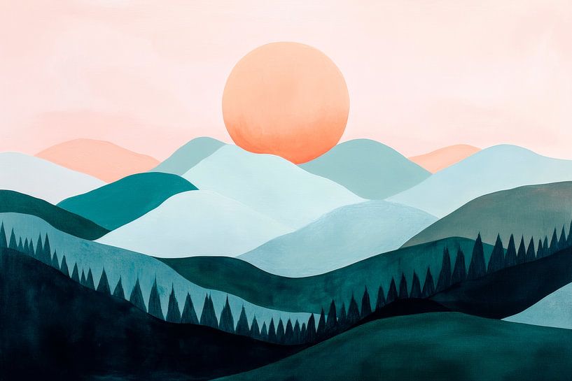 Gentle sunrise over the hills by Poster Art Shop