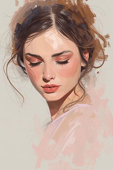 La grâce délicate - Portrait en traits de pinceau doux