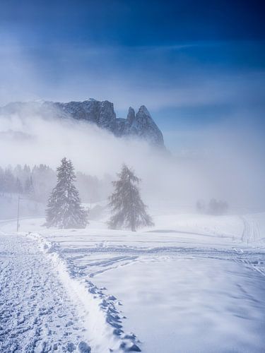 Seiser Alm - Schlern en Santnerspitze in de mist