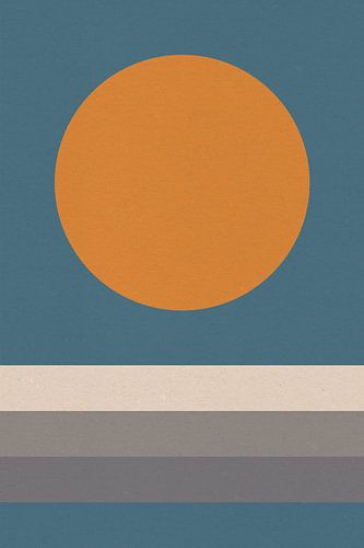 Ikigai. Art zen abstrait et minimaliste. Soleil, Lune, Océan I