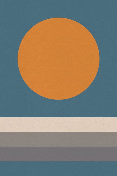 Ikigai. Abstracte minimalistische Zen kunst. Zon, maan, oceaan I van Dina Dankers