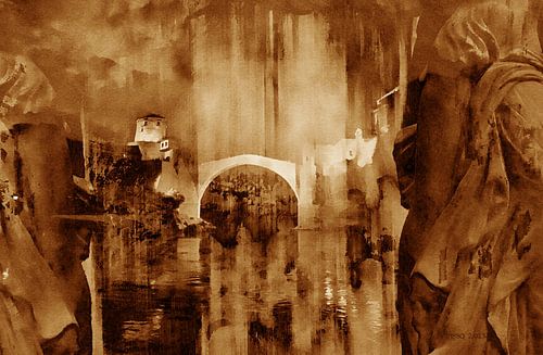 Bridge in Mostar by Mirso Bajramovic