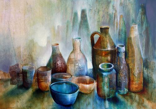 Stilleven met blauwe kom van Annette Schmucker