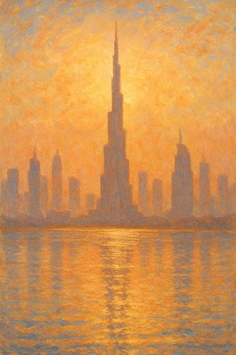 Dubai Zonsopgang Impressie - Burj Khalifa Reflecties