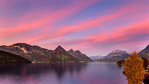 Sunset colours on Lake Lucerne, Switzerland by Adelheid Smitt