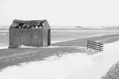 Scheune in Winterlandschaft, Nordholland