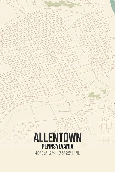 Carte ancienne d'Allentown (Pennsylvanie), Etats-Unis. par Affiches de lieux