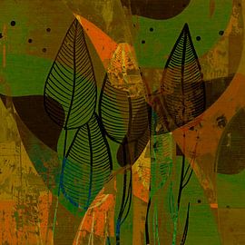 Art mixte botanique : Automne abstrait sur Studio Pieternel