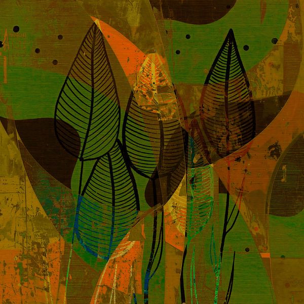 Botanical Mixed Media Art: Abstract Autumn by Studio Pieternel