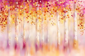 Abstract schilderij van kleurrijk herfstbos van Art & Soul Creations