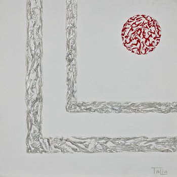 Silver lines, red dot