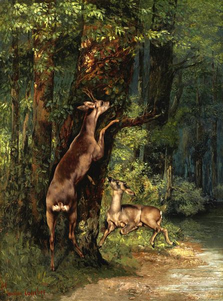 Herten in het bos, Gustave Courbet, 1868 van Atelier Liesjes