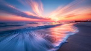 Sonnenuntergang Strand Pastell Langzeitbelichtung Panorama