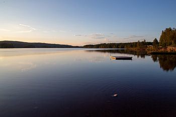 Soleil du soir sur un lac suédois