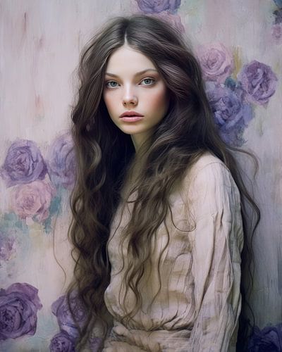 Portrait d'art numérique "Rose pourpre"