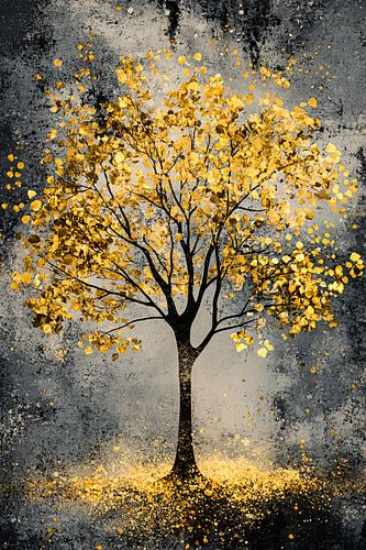 Abstracte gouden boom op achtergrond