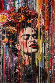 Frida - Abstract floral portrait by Poster Art Shop