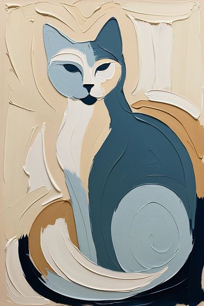 Abstract cat modern art by Art & Soul Creations