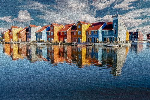 Reitdiephaven in Digital-oilpaint structure.