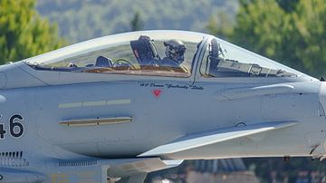 Pilot in cockpit in German Eurofighter Typhoon. by Jaap van den Berg