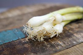 Close up of spring onions by Eric van der Gijp