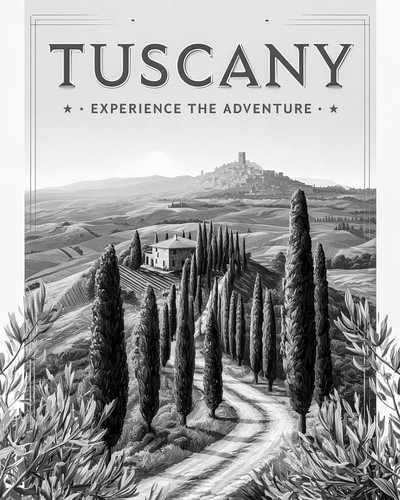 Tuscany Monochrome – Cypress Hills Art Print