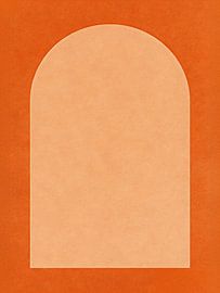 JAPANDI Minimalistisches Bogenportal - Terrakotta Orange Farbverlauf Geometrische Kunst