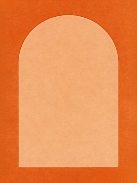 JAPANDI Minimalist Arch Portal - Terracotta Orange Gradient Geometric Art