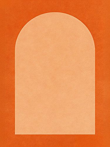 JAPANDI Minimalistisch Boogportaal - Terracotta Oranje Kleurverloop Geometrische Kunst