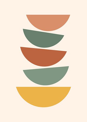 Five stacked semicircles in warm earthy gradient color palette