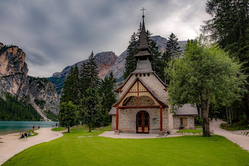 church at Lago di Braies by Antwan Janssen
