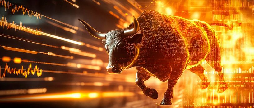 Bullenlauf mit Lichteffekten von Poster Art Shop
