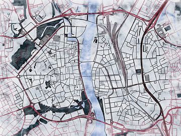 Kaart van Maastricht in de stijl 'White Winter' van Maporia