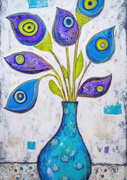 Blaue Vase von Blumen Studio