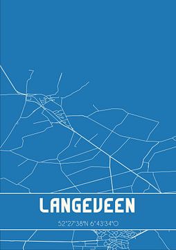 Blauwdruk | Landkaart | Langeveen (Overijssel) van MijnStadsPoster