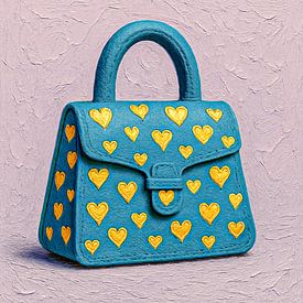 Blue bag with golden love by Ainoeska
