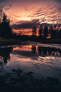 Reflectie bij zonsondergang van Joris Machholz