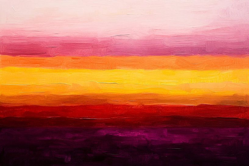 Abstracte zonsondergang in warme tinten van Art & Soul Creations