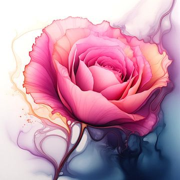 pink rose watercolor by Virgil Quinn - Decorative Arts