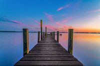 Steg bei Sonnenuntergang am Belterwijder See