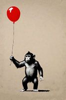 Young Monkey with Red Balloon