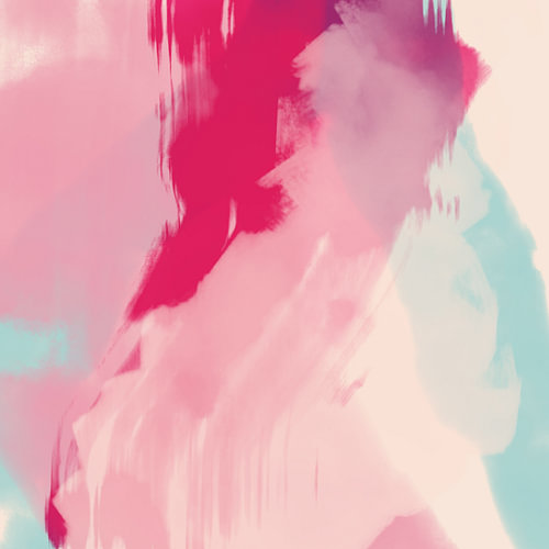 Kleurrijk abstract schilderij in pasteltinten – roze en blauw. Set van 2. Nr. 1